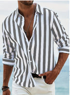 Chemise rayée élégante pour homme – Manche longue style décontracté et moderne - Gris