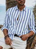 Chemise rayee homme decontractee - Legere et polyvalente - Bleu