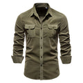 Chemise Utility Homme - Col Classique avec Poches à Rabat - Vert armée