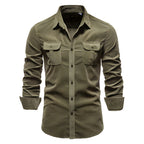 Chemise Utility Homme - Col Classique avec Poches à Rabat - Vert armée