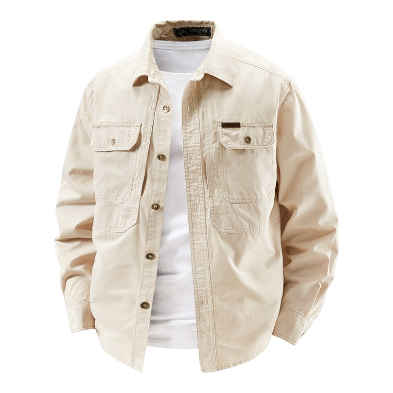 Chemise Utility Homme Premium à Manches Longues – Style Décontracté Travail - Beige