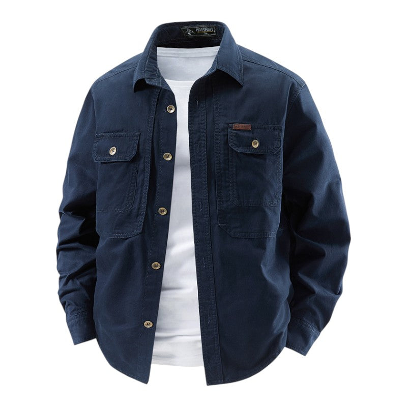 Chemise Utility Homme Premium à Manches Longues – Style Décontracté Travail - Bleu