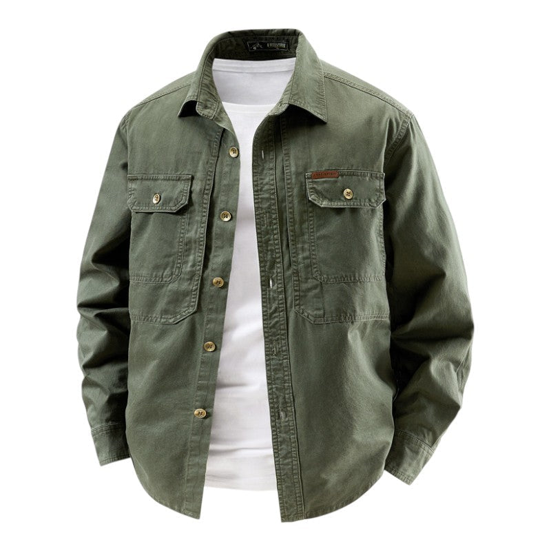 Chemise Utility Homme Premium à Manches Longues – Style Décontracté Travail - Vert