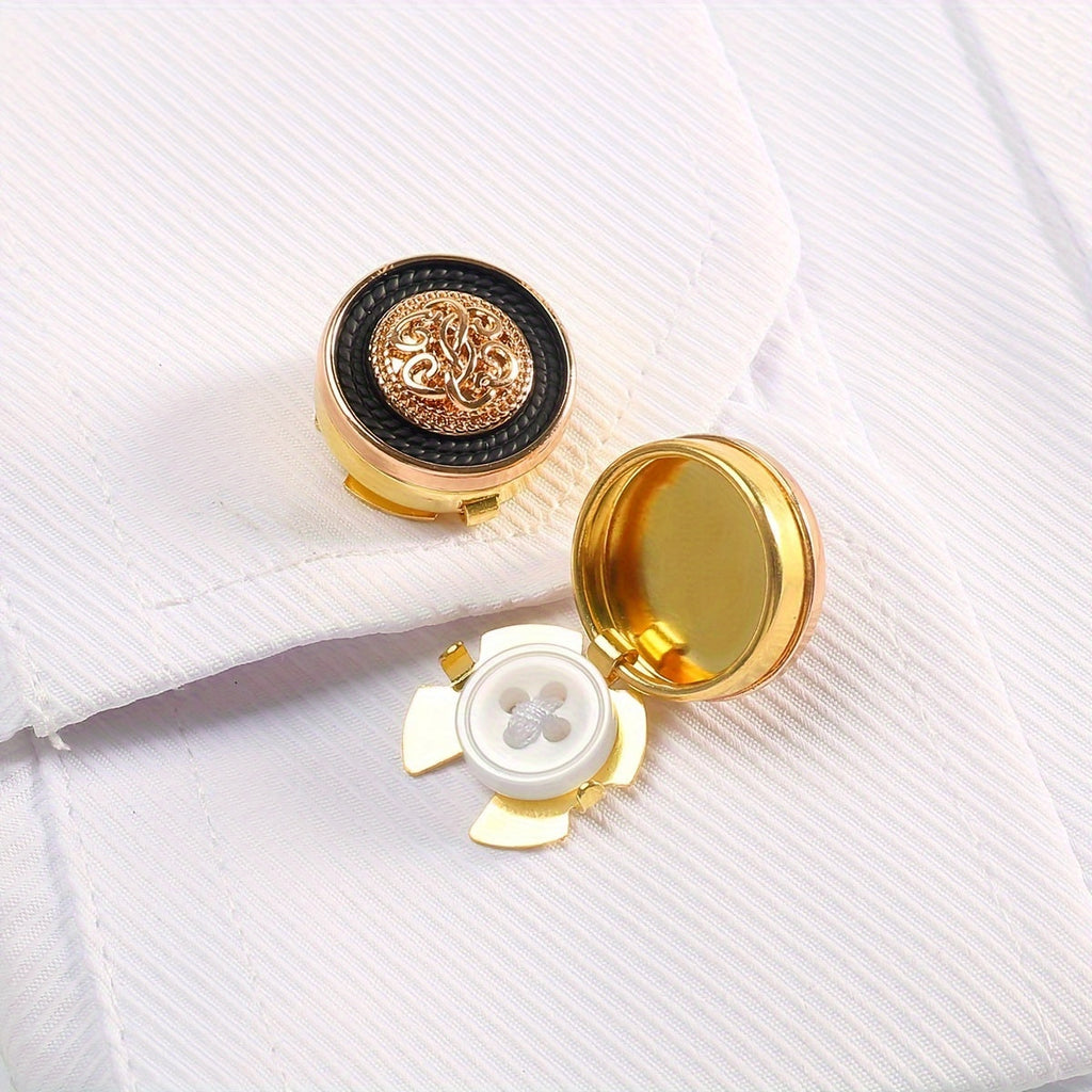 Couvre-boutons gravés pour hommes - Noir