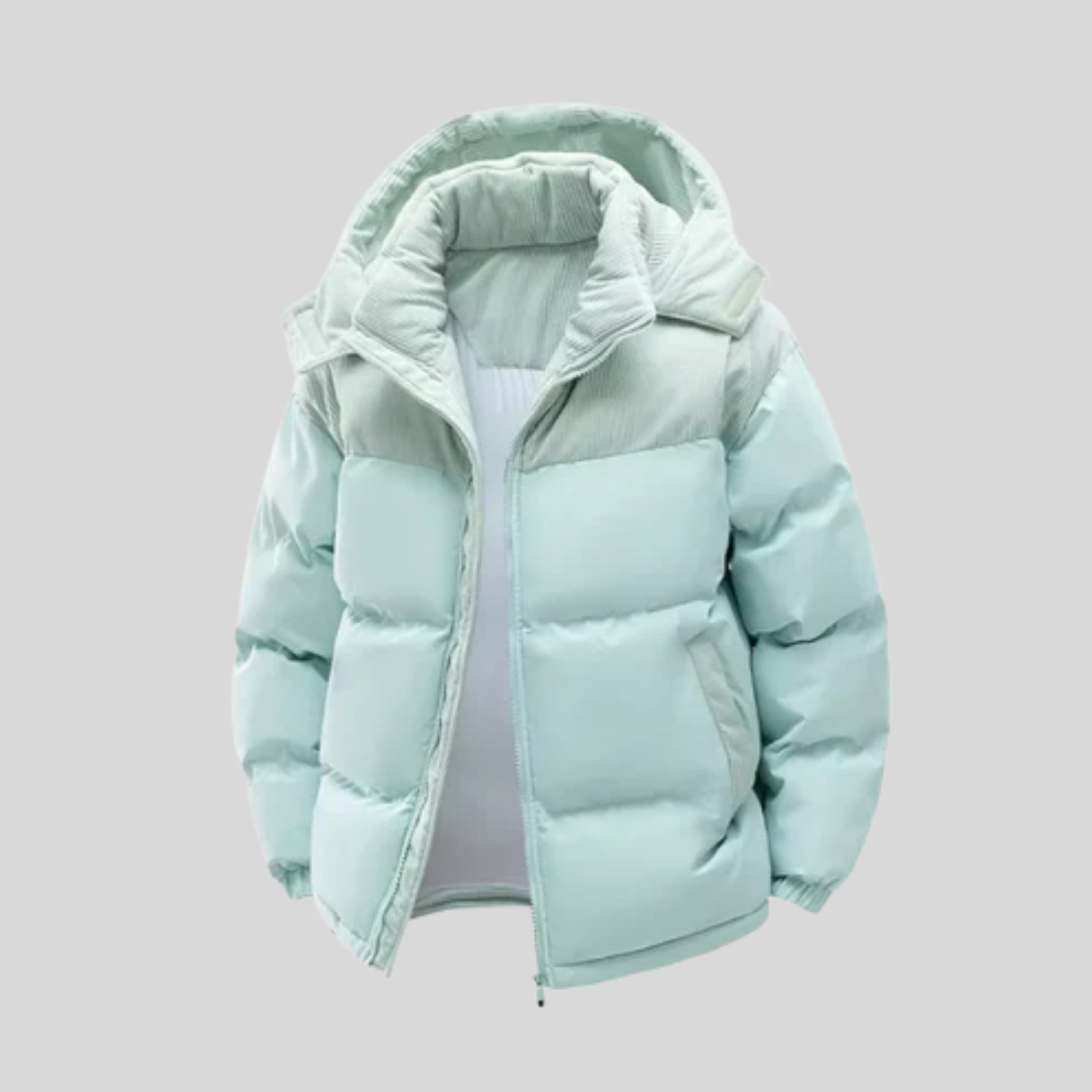 Doudoune Colorblock Homme – Manteau Hiver Capuche Isolé - Bleu