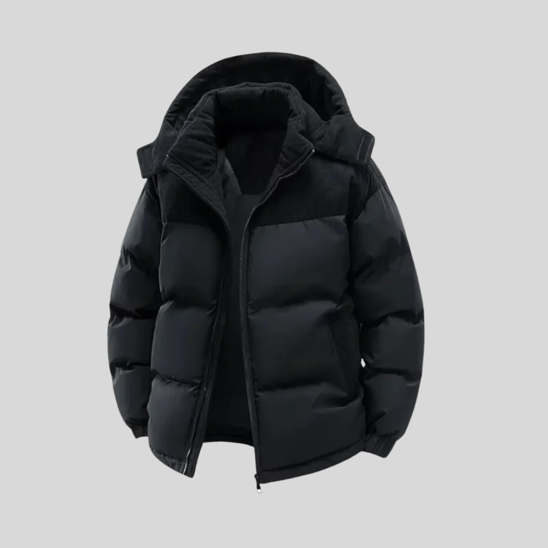 Doudoune Colorblock Homme – Manteau Hiver Capuche Isolé - Noir