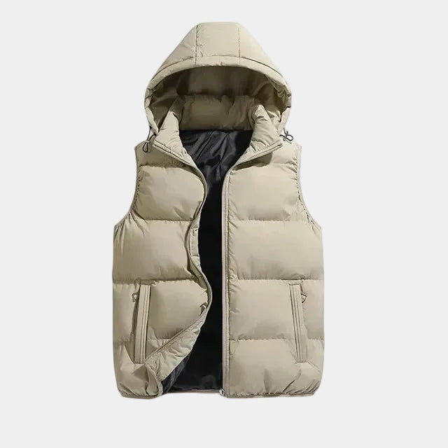 Doudoune sans manches homme matelassée à capuche - Beige