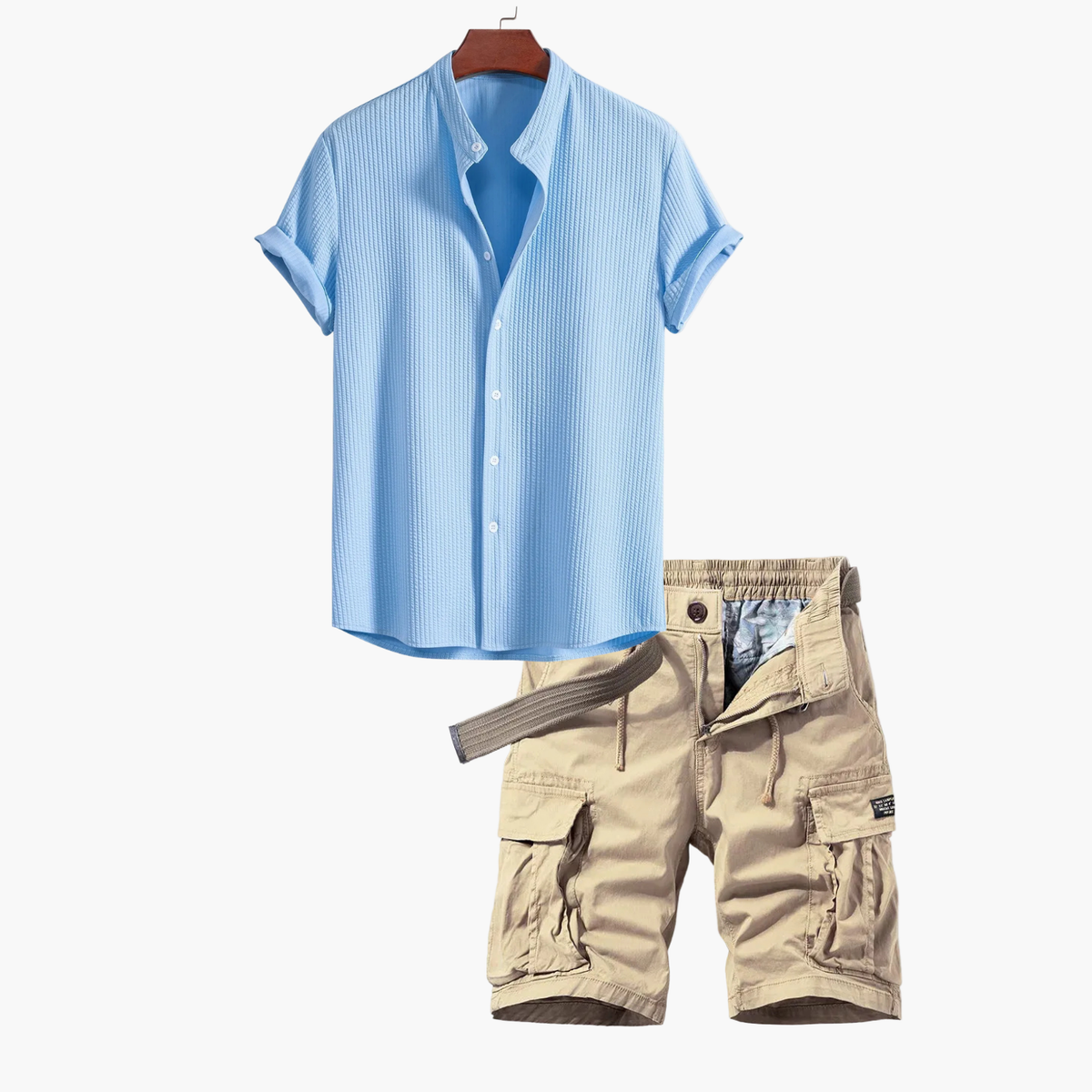 Ensemble Chemise et Cargo pour Hommes - Bleu clair