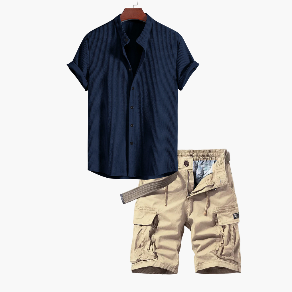 Ensemble Chemise et Cargo pour Hommes - Bleu marine