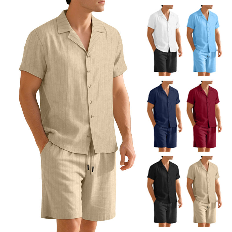 Ensemble chemise et pantalon décontracté pour homme – Manche courte tenue quotidienne durable - image 1