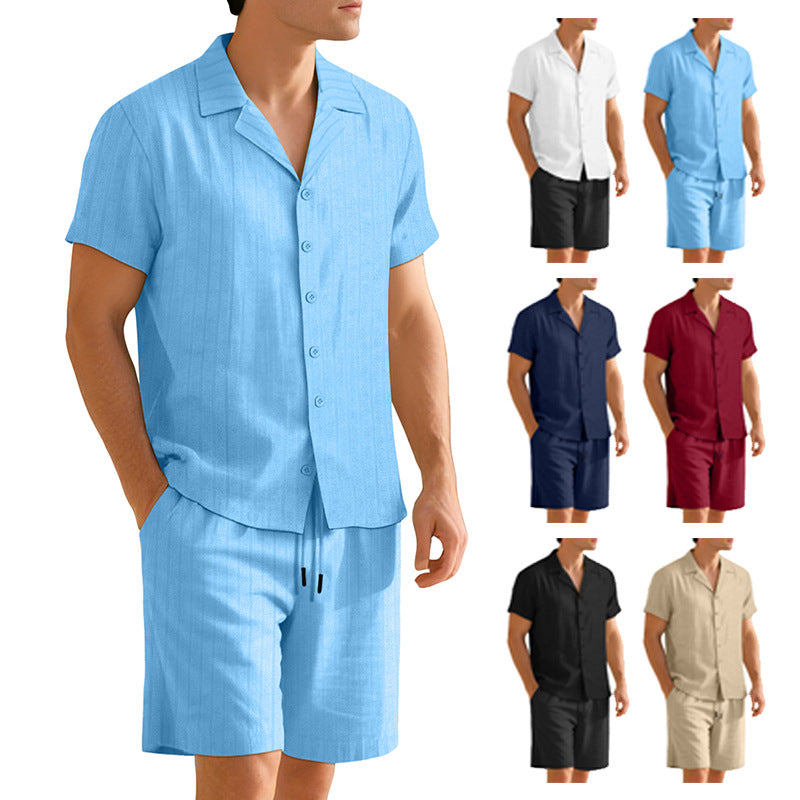 Ensemble chemise et pantalon décontracté pour homme – Manche courte tenue quotidienne durable - image 2