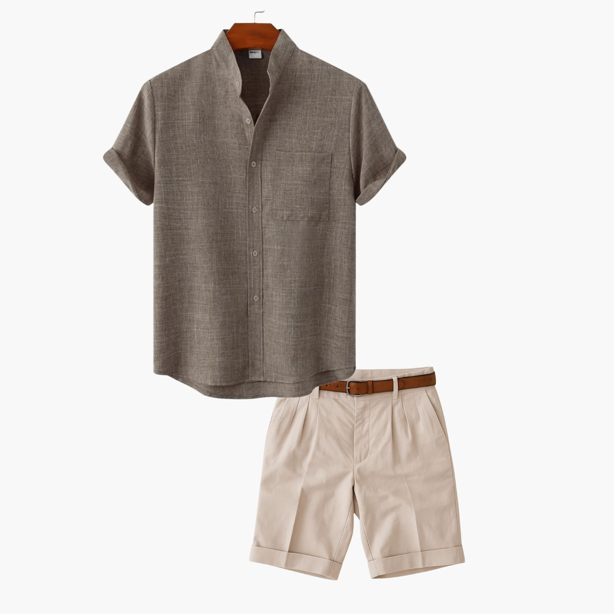 Ensemble chemise et short homme - Kaki