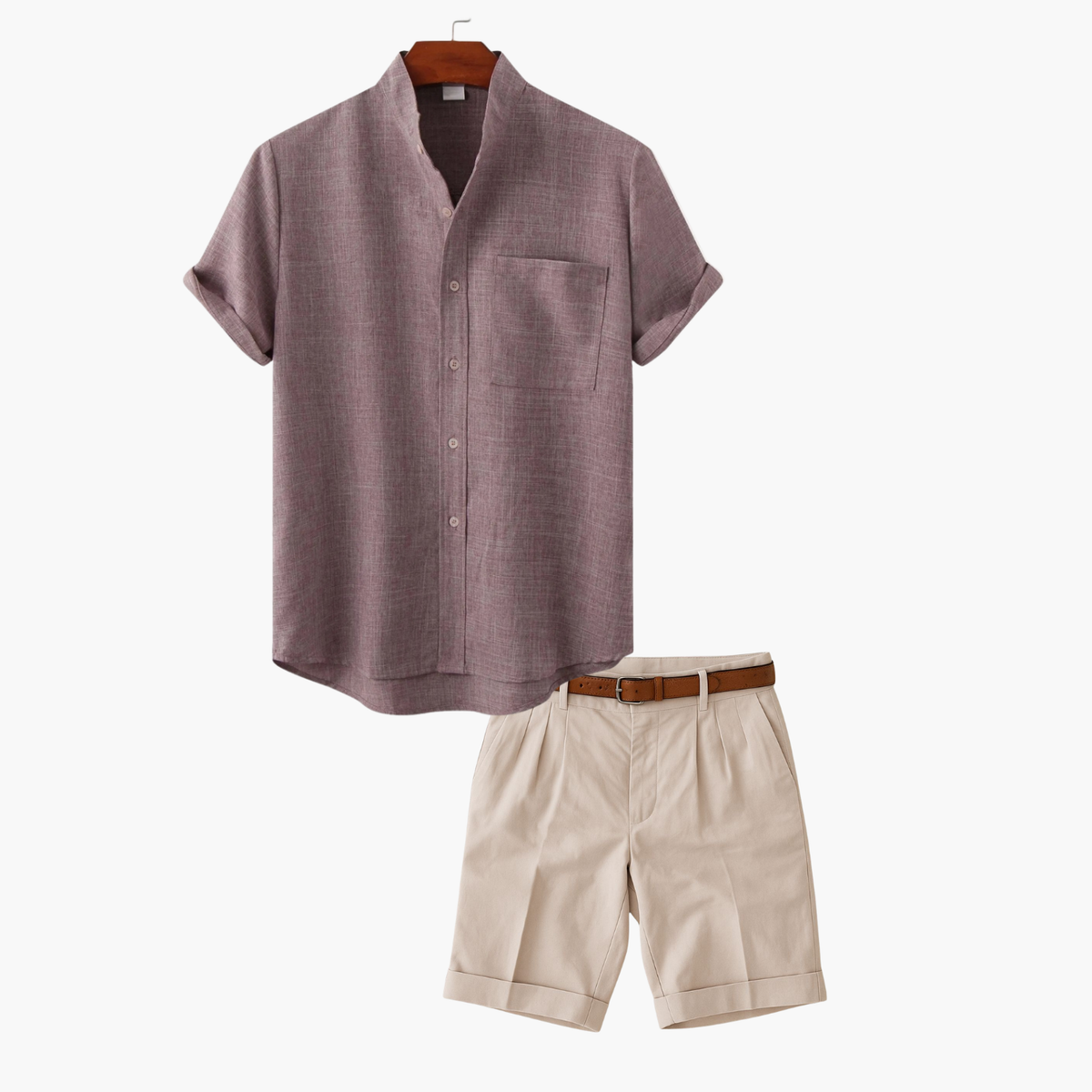 Ensemble chemise et short homme - Rouge