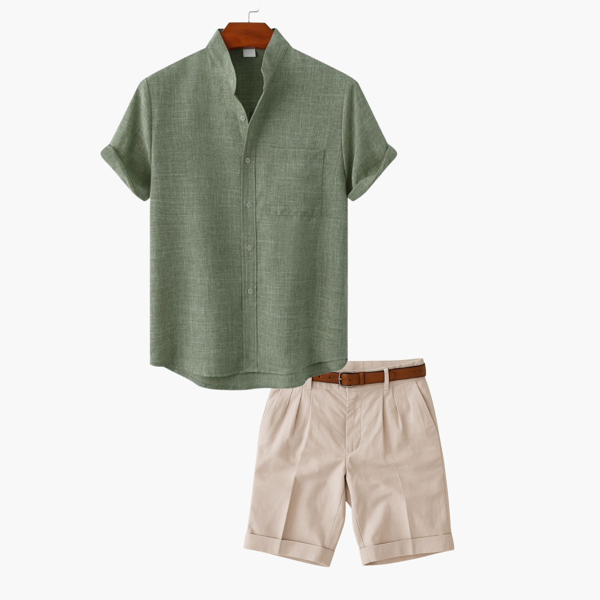 Ensemble chemise et short homme - Vert
