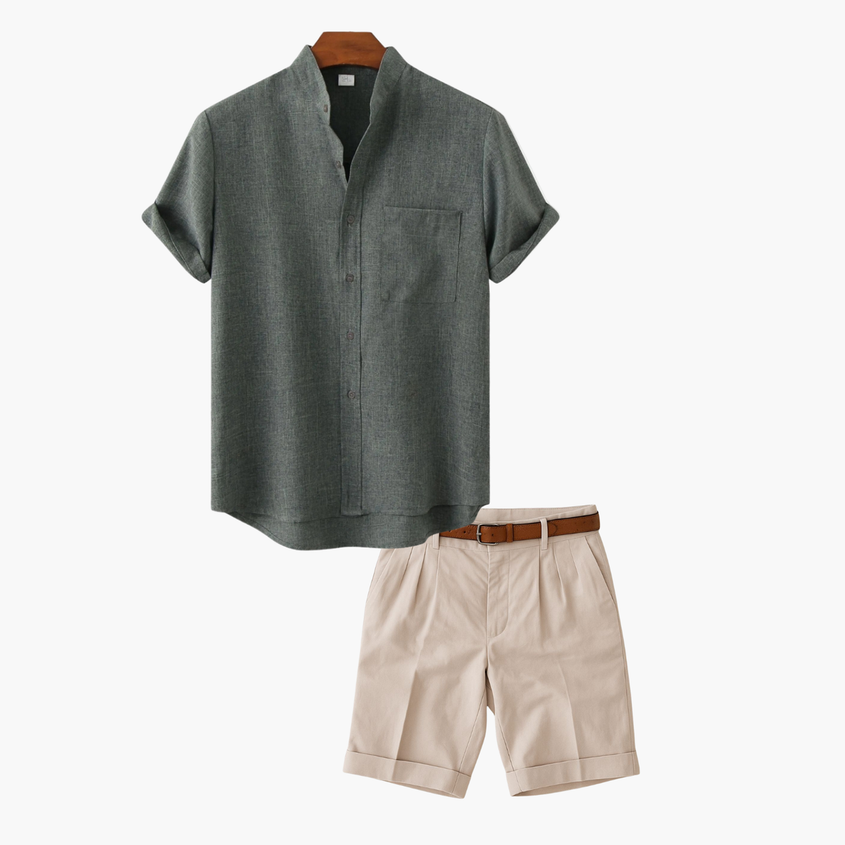 Ensemble chemise et short homme - Vert fonce