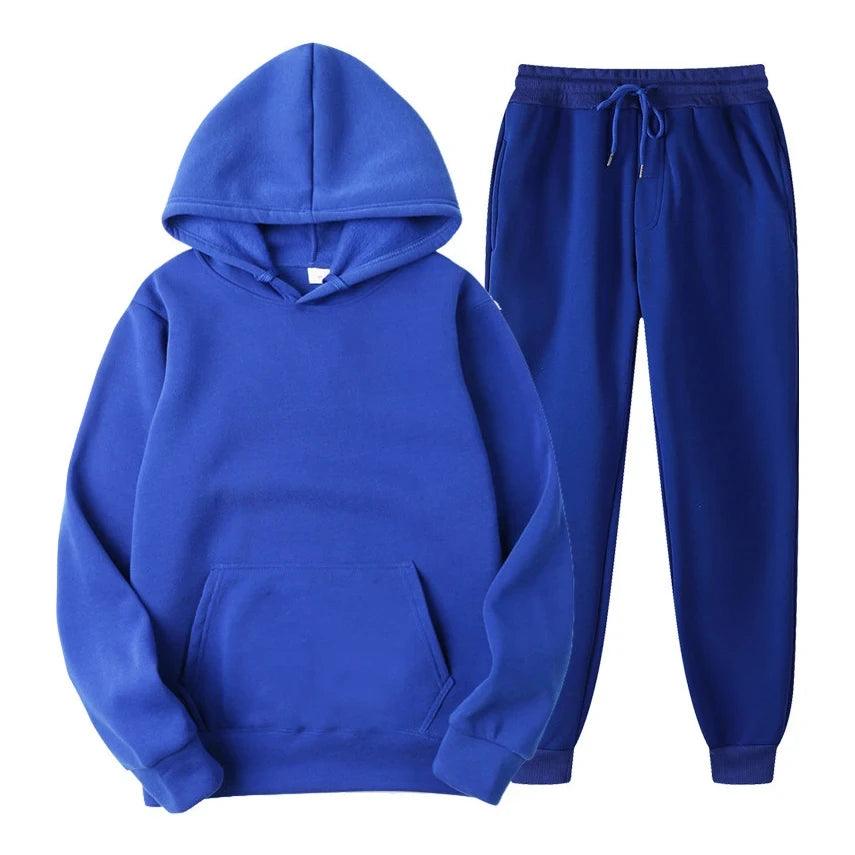 Ensemble de jogging décontracté élégant pour homme – Sweat à capuche avec pantalon assorti - Bleu