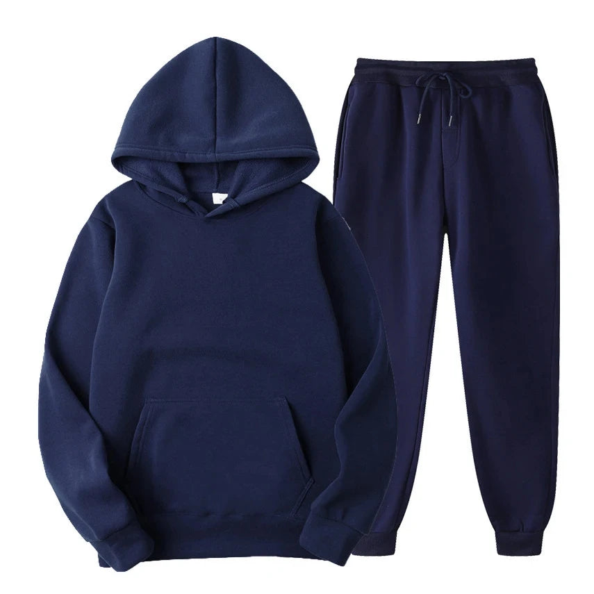Ensemble de jogging décontracté élégant pour homme – Sweat à capuche avec pantalon assorti - Bleu marine