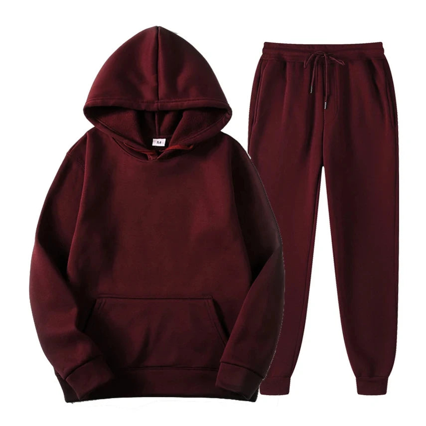 Ensemble de jogging décontracté élégant pour homme – Sweat à capuche avec pantalon assorti - Bourgogne