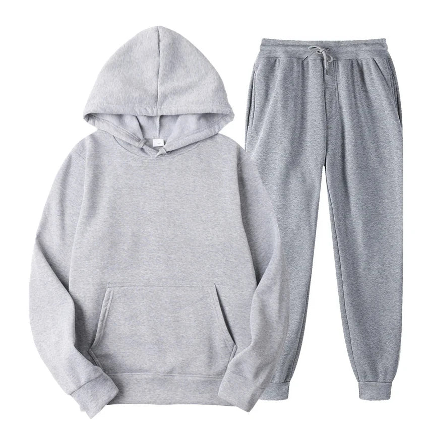 Ensemble de jogging décontracté élégant pour homme – Sweat à capuche avec pantalon assorti - Gris