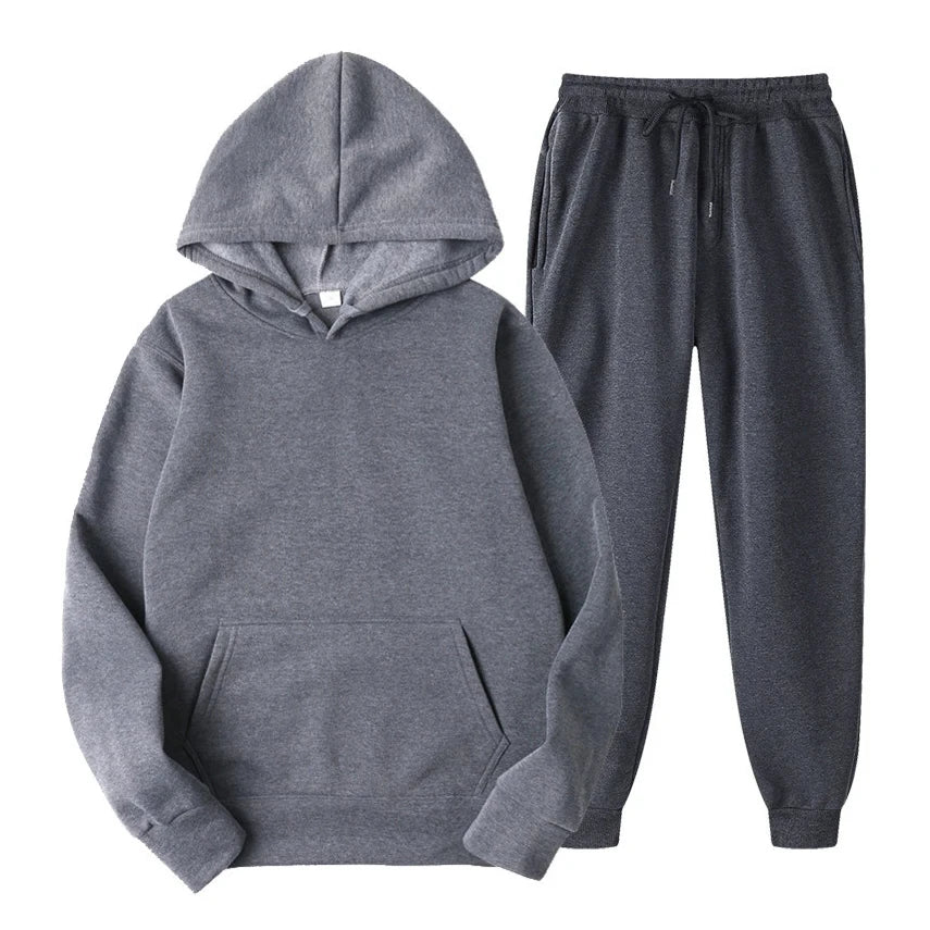 Ensemble de jogging décontracté élégant pour homme – Sweat à capuche avec pantalon assorti - Gris foncé