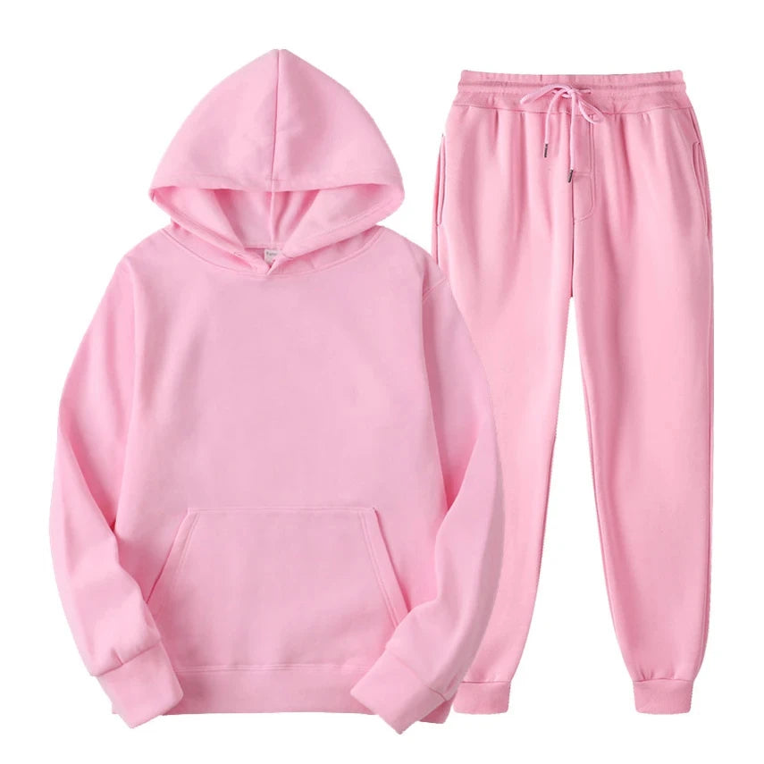 Ensemble de jogging décontracté élégant pour homme – Sweat à capuche avec pantalon assorti - Rose