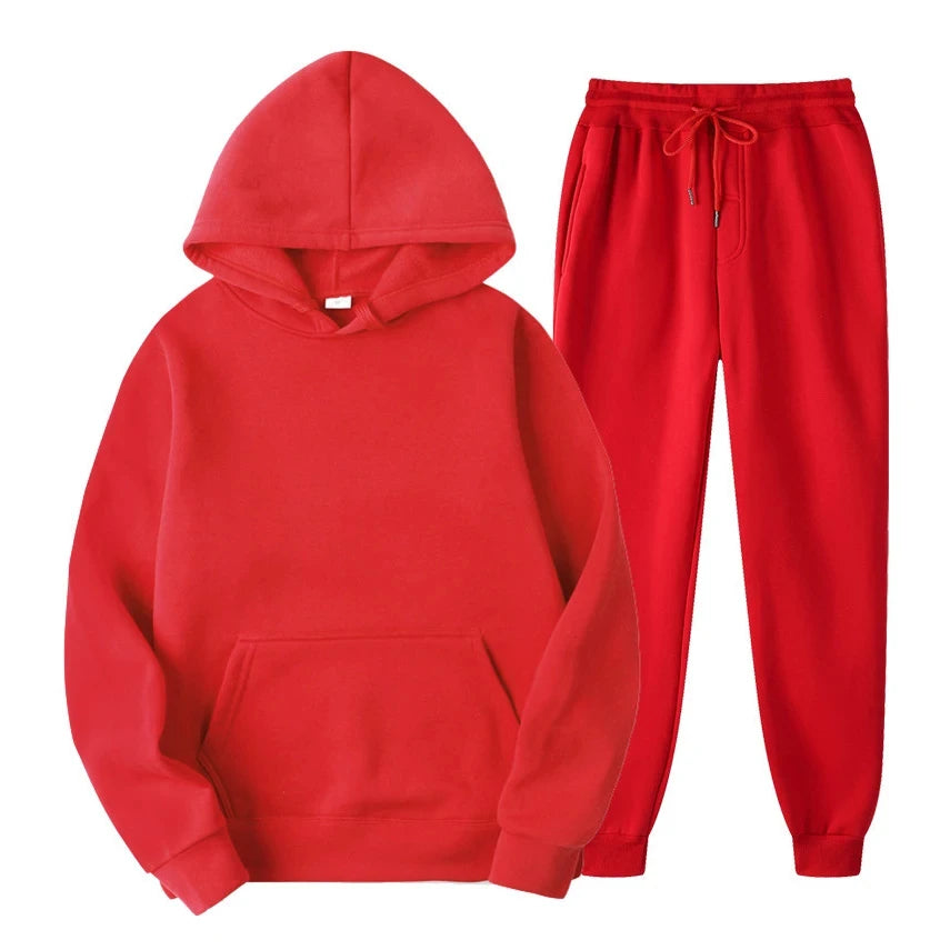 Ensemble de jogging décontracté élégant pour homme – Sweat à capuche avec pantalon assorti - Rouge