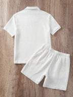 Ensemble de polo texturé pour homme et shorts - image 2