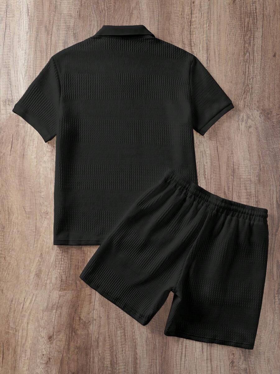 Ensemble de polo texturé pour homme et shorts - image 4
