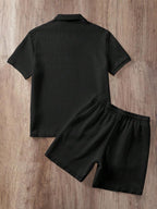 Ensemble de polo texturé pour homme et shorts - image 4