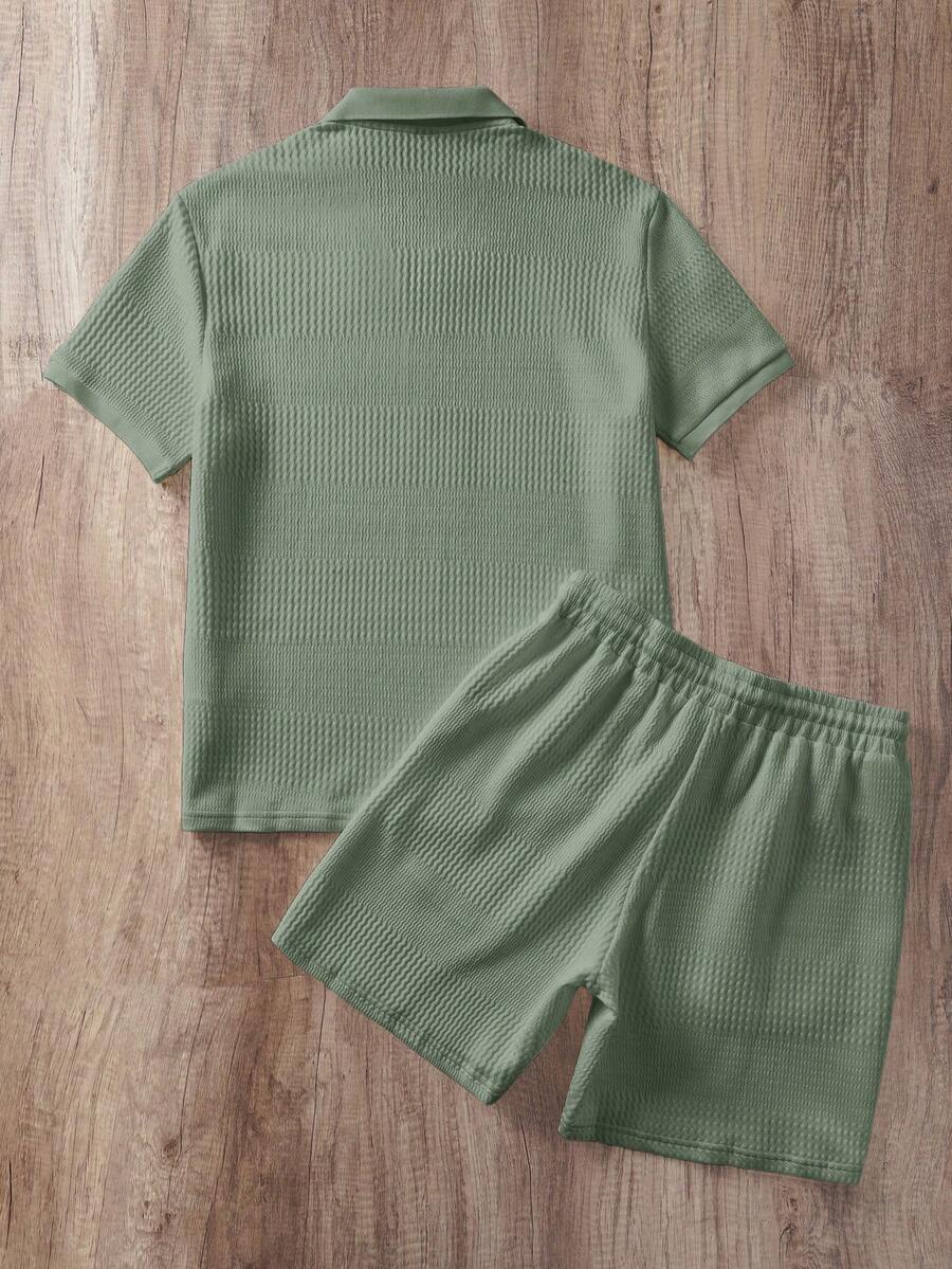 Ensemble de polo texturé pour homme et shorts - image 6