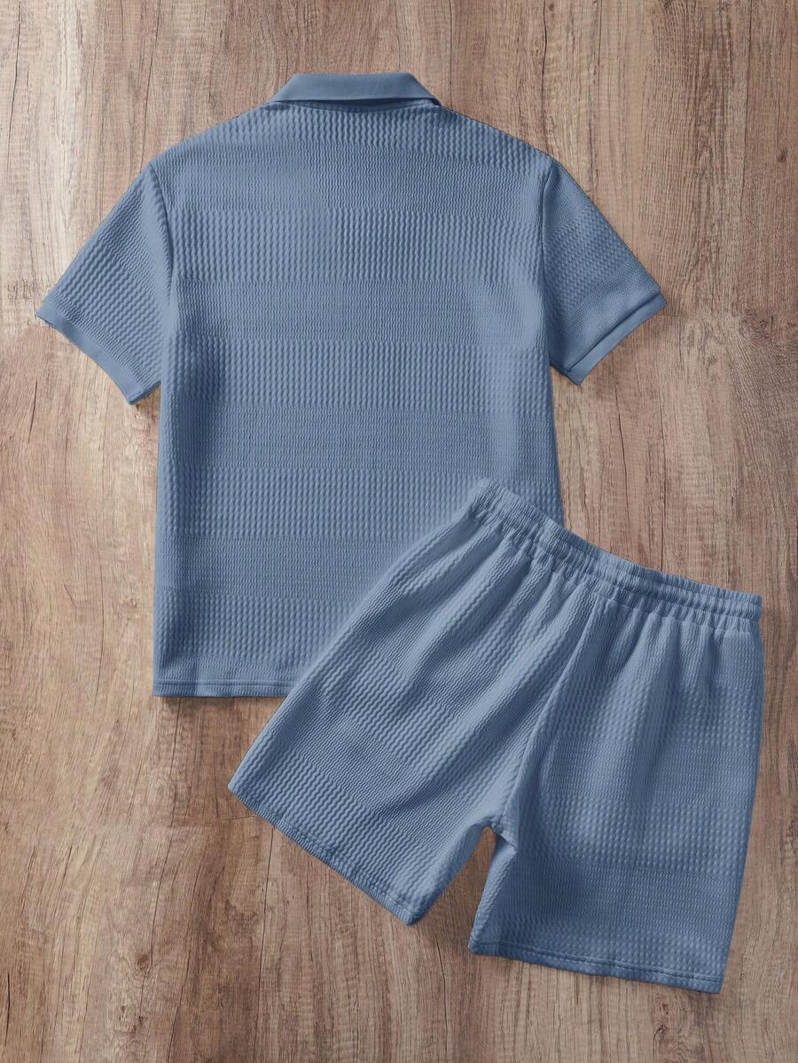 Ensemble de polo texturé pour homme et shorts - image 8