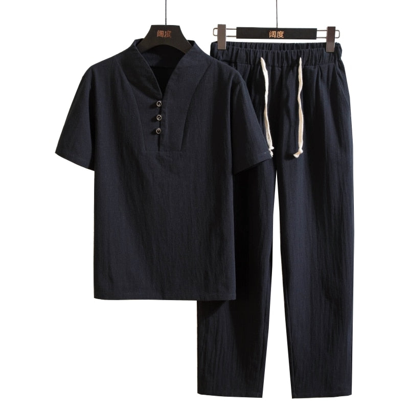 Ensemble Décontracté Homme en Lin – Tenue Deux Pièces Légère d’Été - image 2