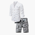 Ensemble Homme Assorti à Col Mandarin - Blanc