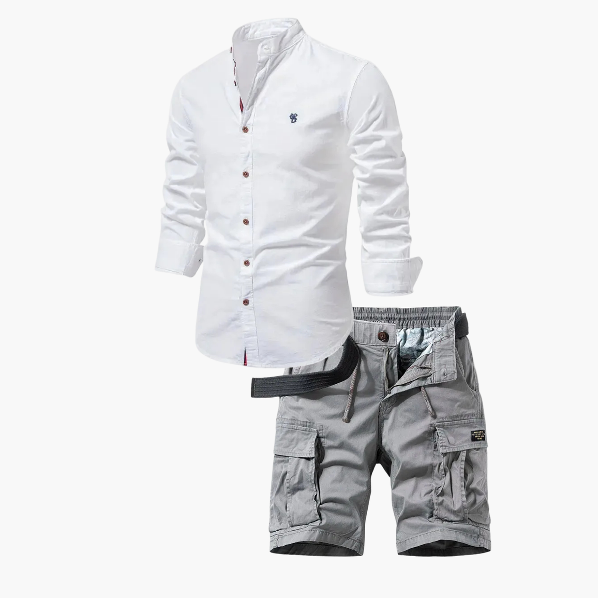 Ensemble Homme Assorti à Col Mandarin - Blanc
