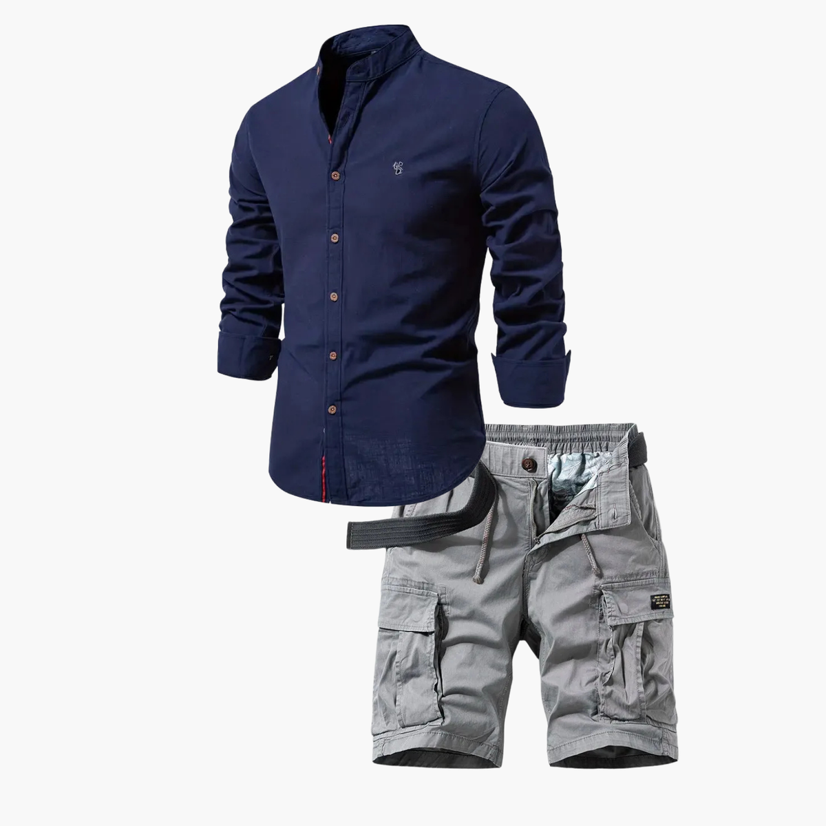 Ensemble Homme Assorti à Col Mandarin - Bleu marine