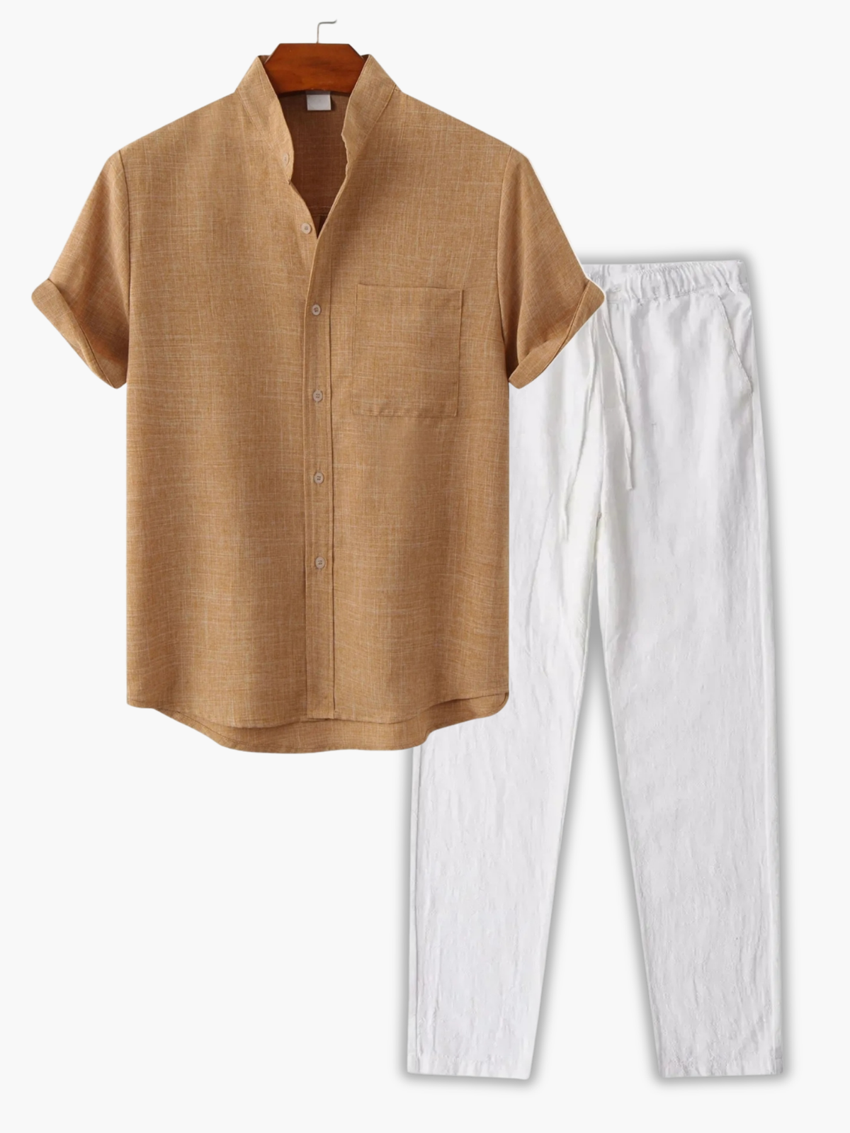 Ensemble homme chemise à poche et pantalon - Kaki