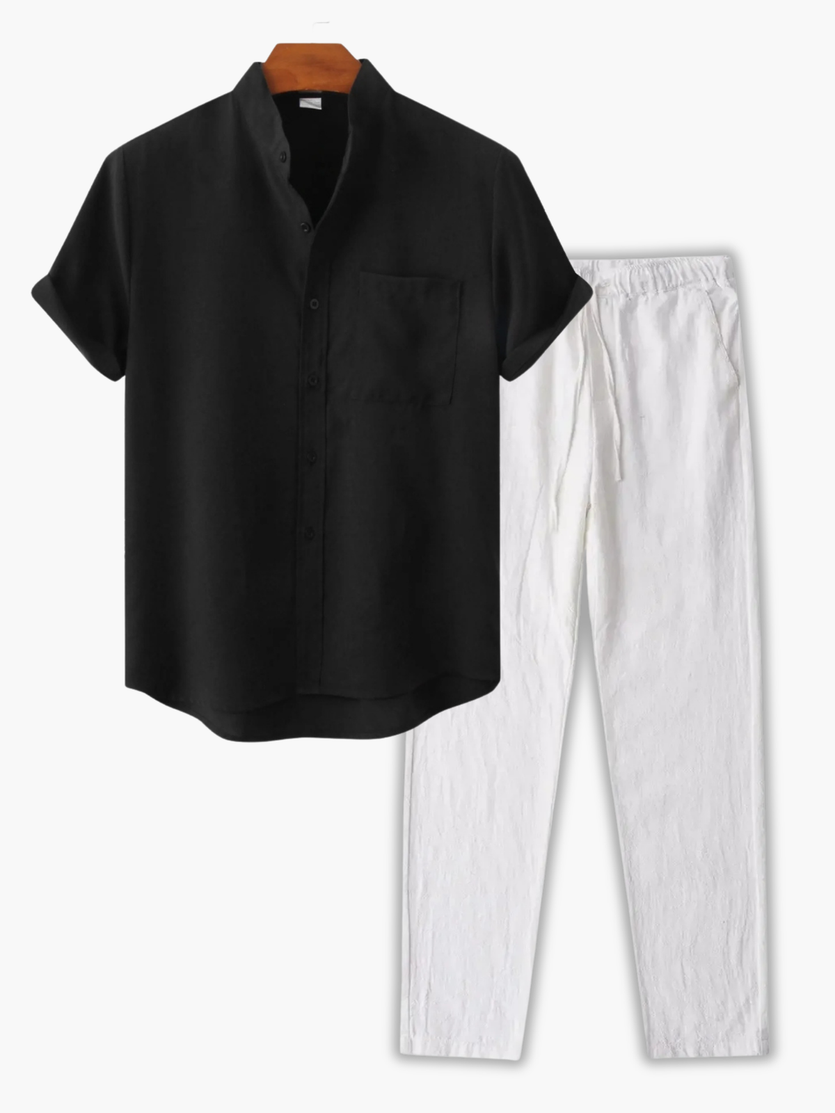 Ensemble homme chemise à poche et pantalon - Noir