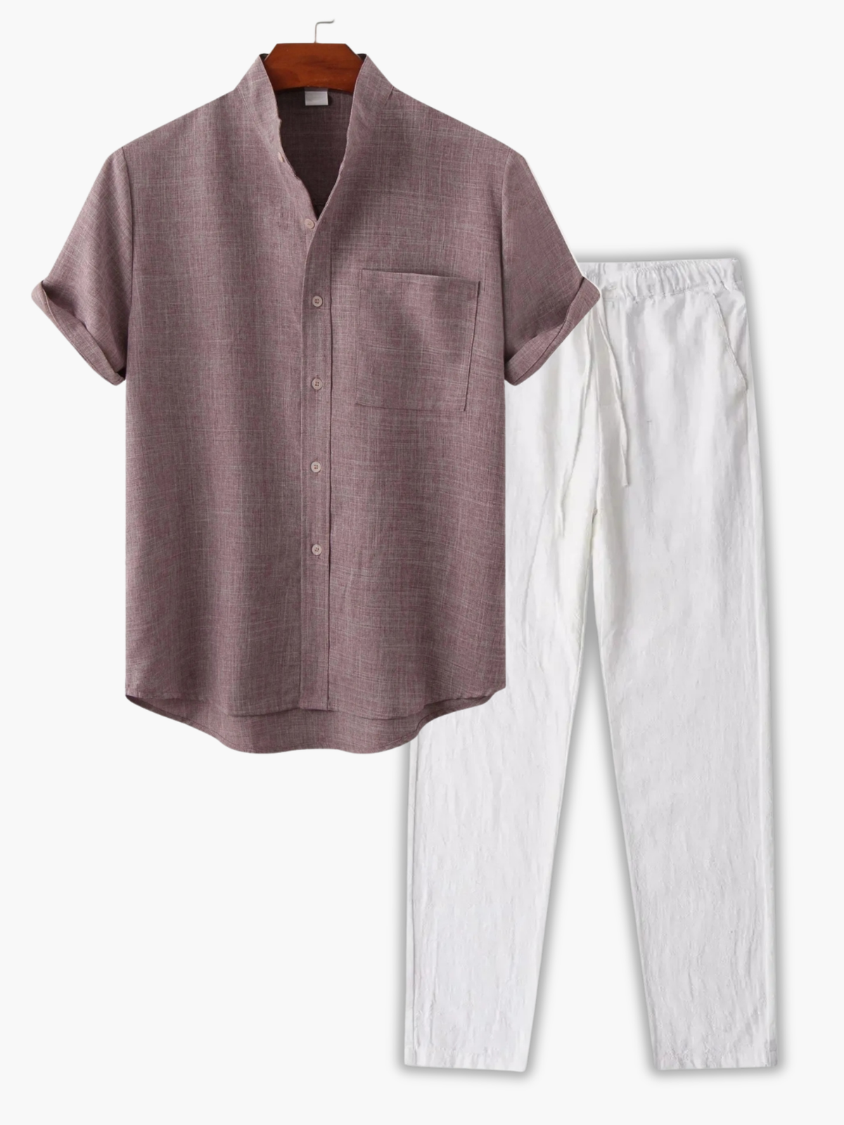 Ensemble homme chemise à poche et pantalon - Rouge