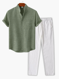 Ensemble homme chemise à poche et pantalon - Vert