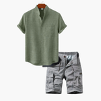 Ensemble homme chemise boutonnée cargo - Vert