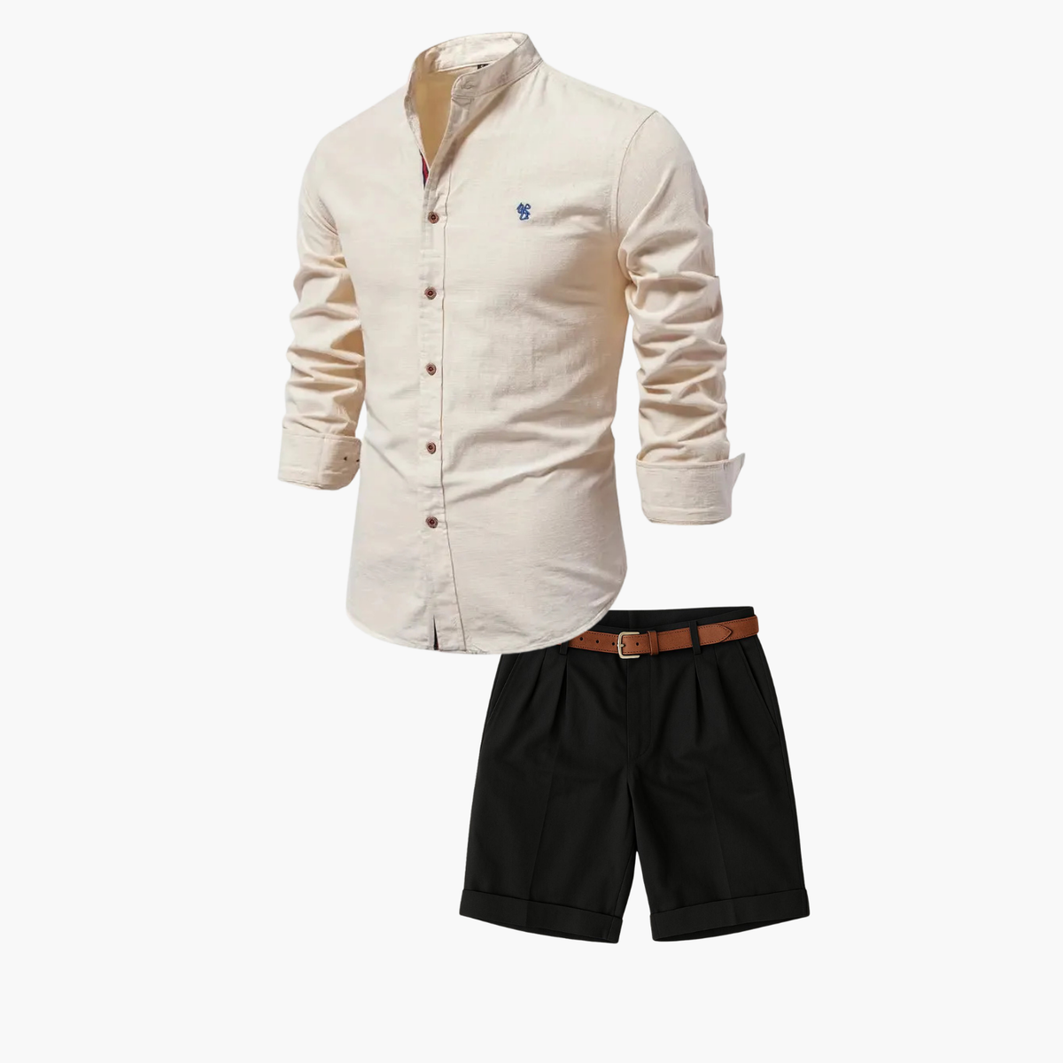 Ensemble homme chemise boutonnée et short - Abricot