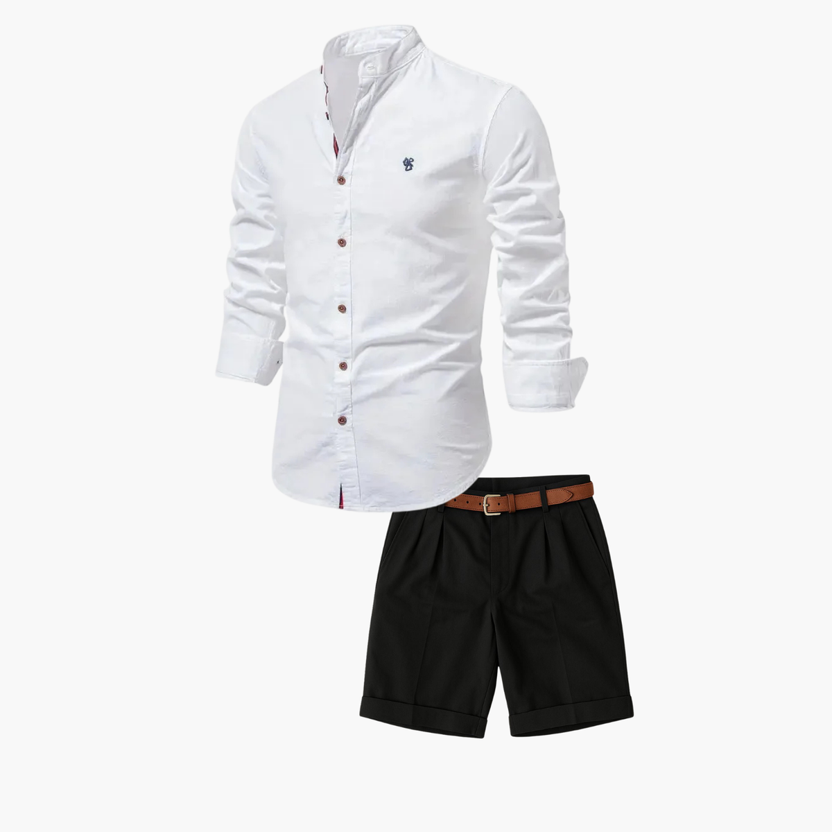 Ensemble homme chemise boutonnée et short - Blanc