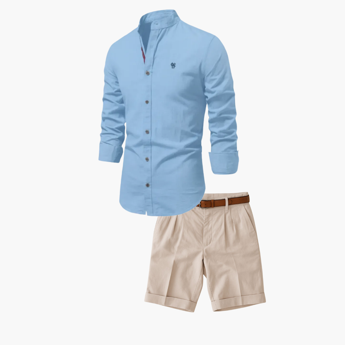 Ensemble homme chemise boutonnée et short - Bleu clair