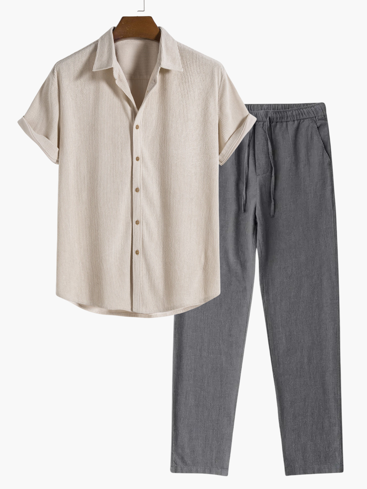 Ensemble homme chemise col classique - Beige