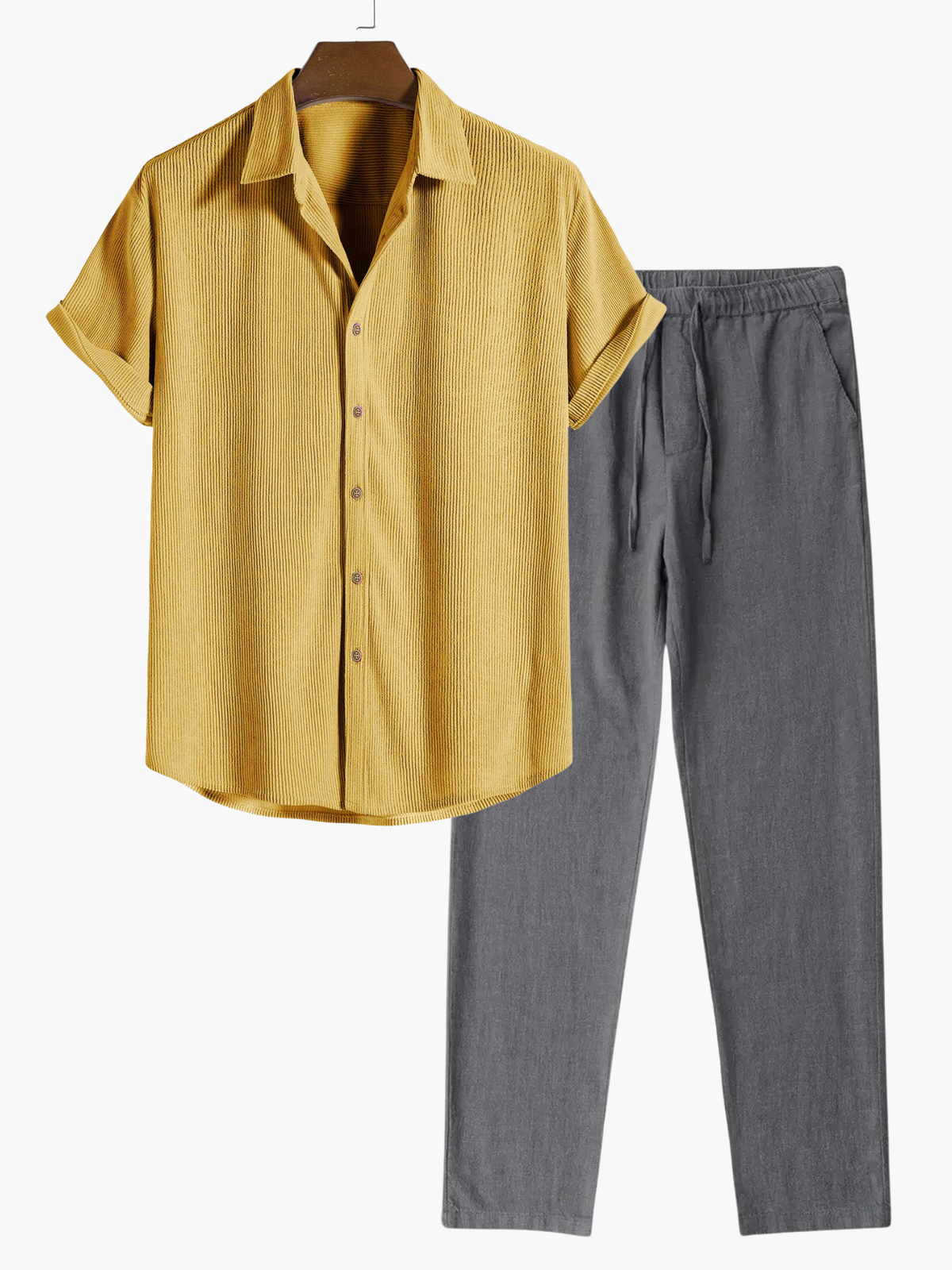 Ensemble homme chemise col classique - Jaune