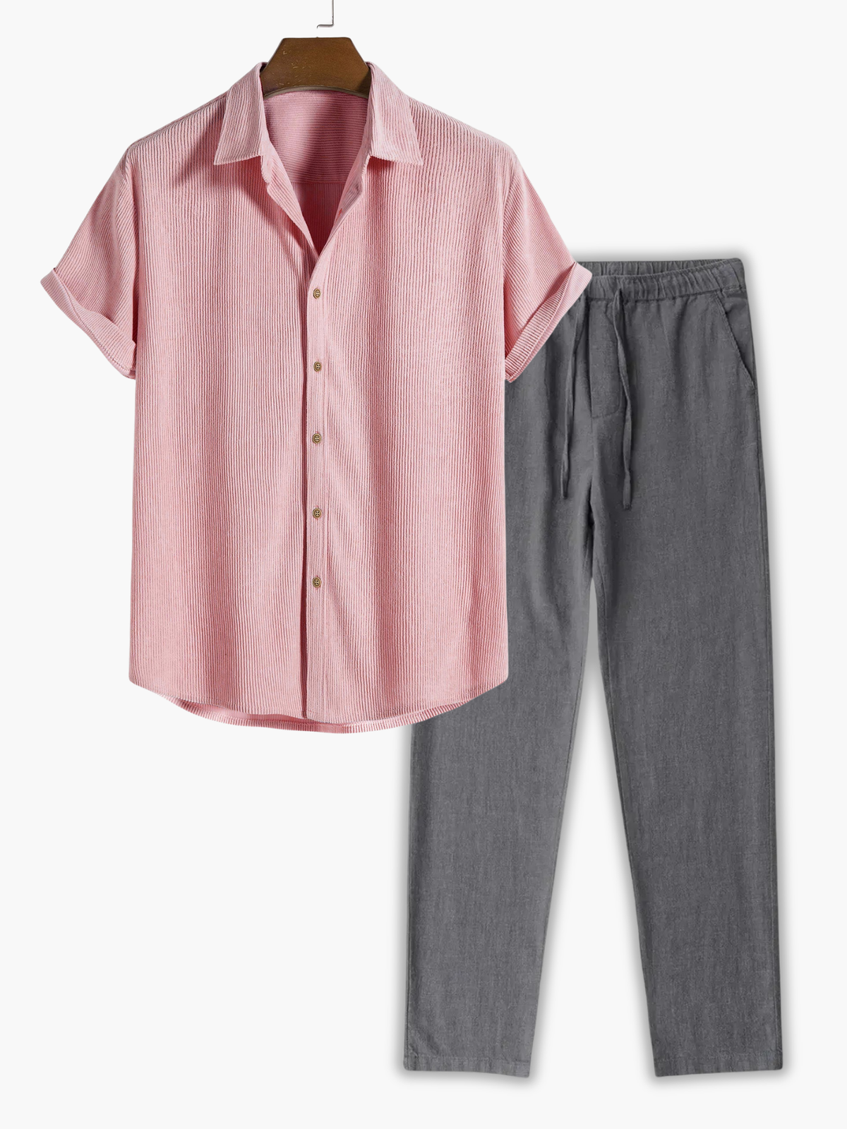 Ensemble homme chemise col classique - Rose