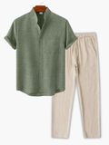 Ensemble homme chemise col officier - Vert