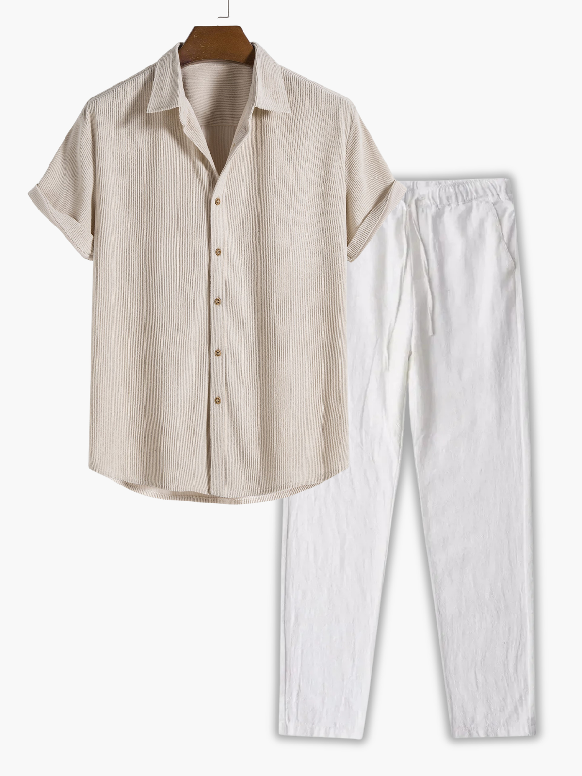 Ensemble homme chemise et pantalon - Beige