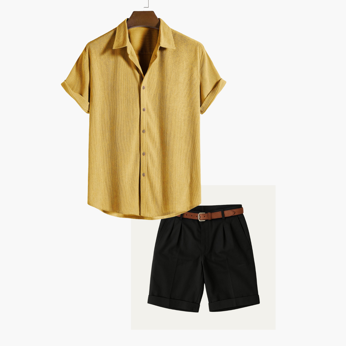Ensemble homme chemise et short - Jaune