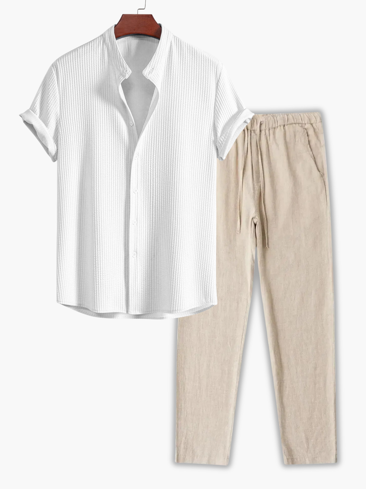 Ensemble homme chemise gaufrée - Blanc